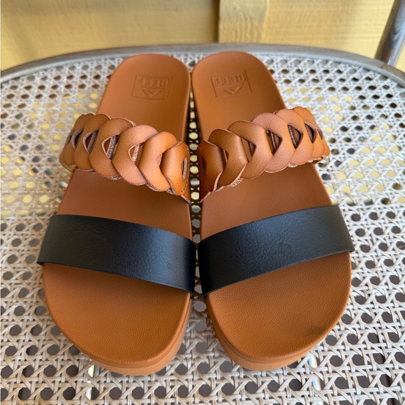 Reef Platform Slide Sandals Women’s size 7.5 Tan Brown Braided Strap - Picture 2 of 6